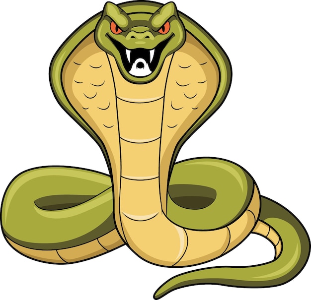 Personaggio mascotte dei cartoni animati di serpente cobra