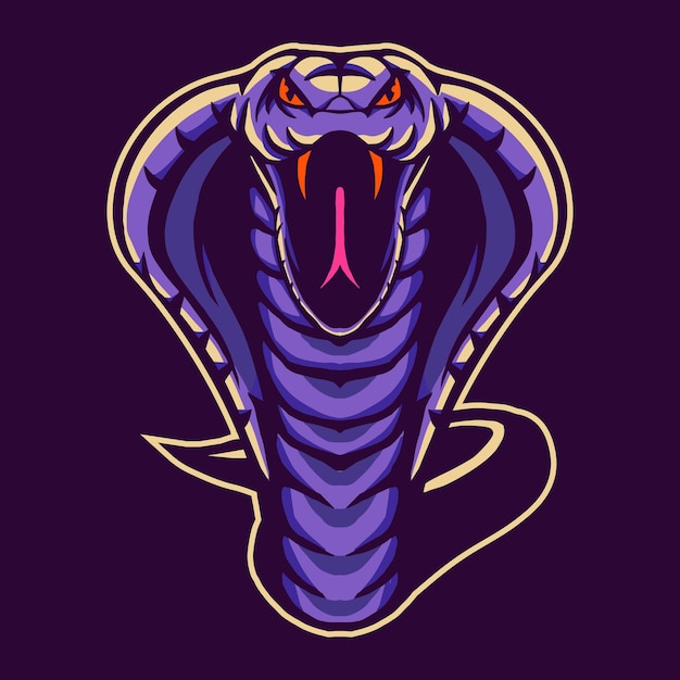 Disegno di serpente cobra isolato su viola