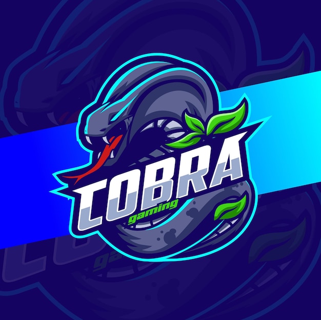 Modelo de logotipo para jogos blue snake mascot para esports streamer  facebook