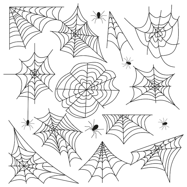 Cobweb set spider web halloween black vector