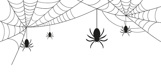 ハロウィーンのベクトルグラフィックスのクモの巣とクモの背景