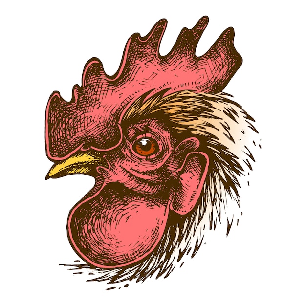 Vettore cock ink drawing