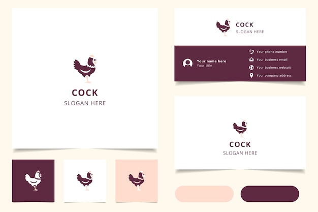 Cock-logo-ontwerp met bewerkbaar slogan-brandingboek en