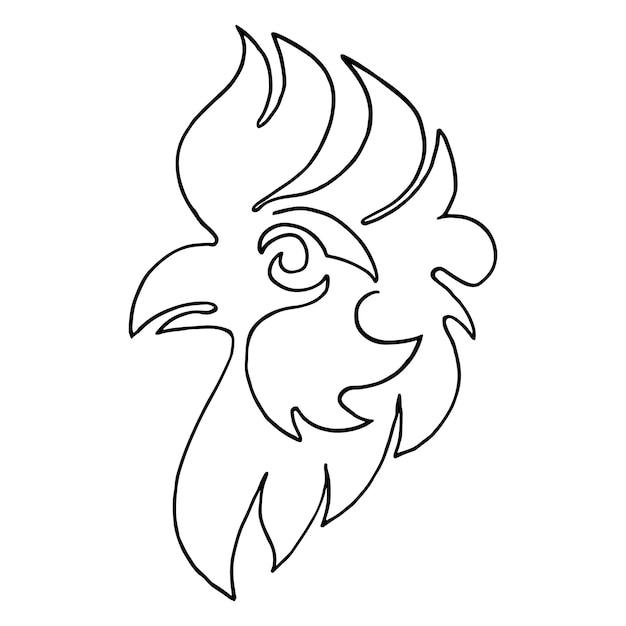 Cock rooster bird logo icon continuous line art drawing vector illustration hand drawn