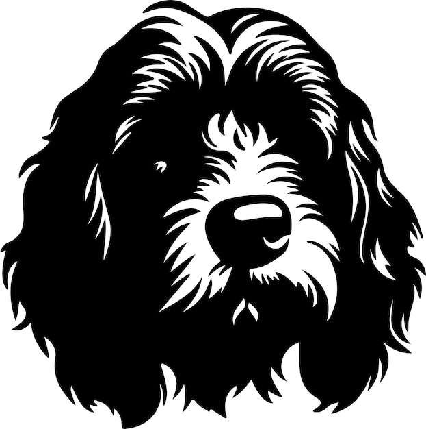 Cockapoo black silhouette with transparent background