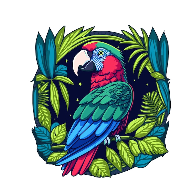 Vettore cacatua uccello logo parrot mascot illustrazione uccello blu macaw character design