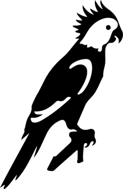 cockatoo black silhouette with transparent background