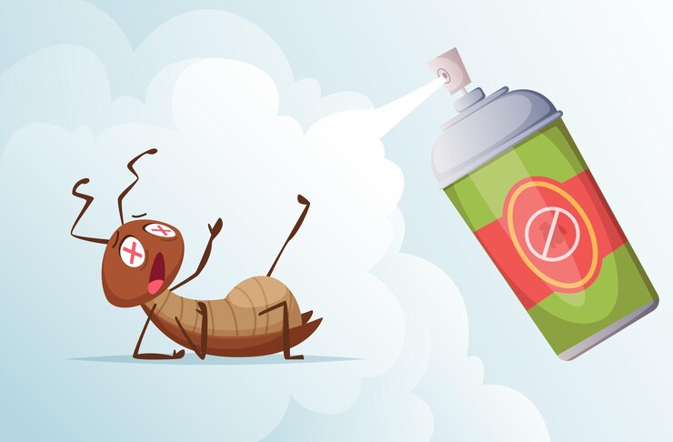 Vector cockroach baiting bad insects in living room home hygiene from dirty bugs exact vector cartoon background