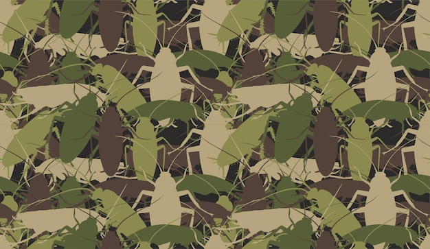 Vector cockroach camouflage seamless pattern for kids