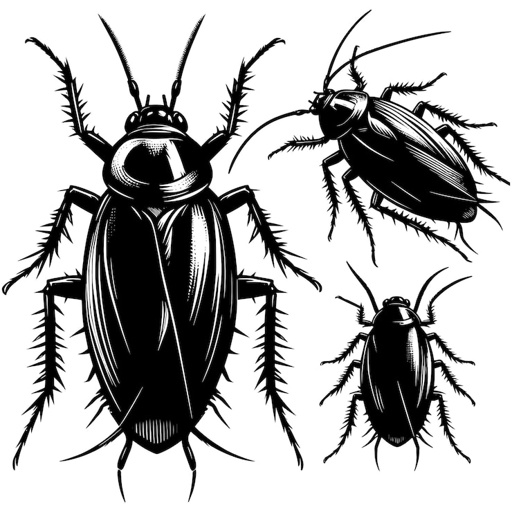 Vector cockroach insect animal silhouette vector illustration isolated on a white background