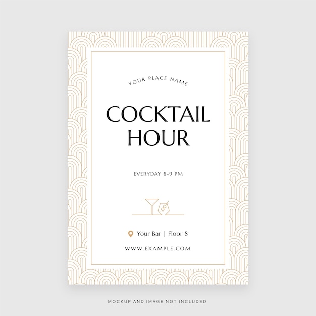 Cocktail Bar Happy Hour Night Flyer Template in Vector