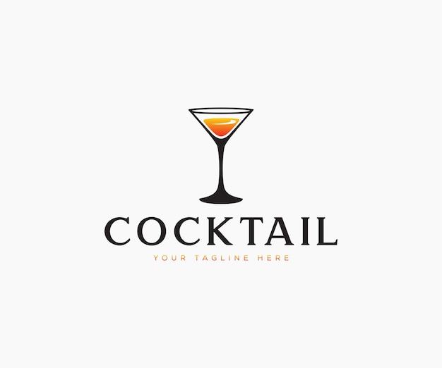 Cocktail Bar Logo Concept Vector Design