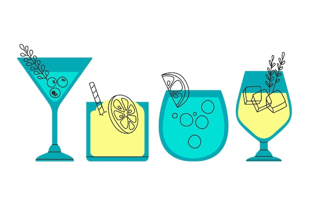 Vector cocktail collectie tekening