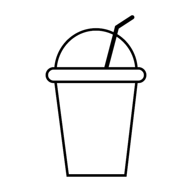 Cocktail cup vector icon with straw. Vector