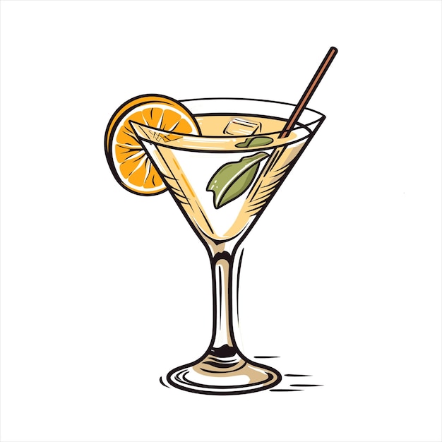 Vector cocktail drink glass vector illustration