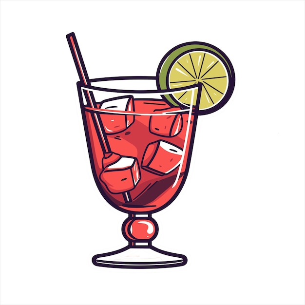 Vector cocktail drink glass vector illustration