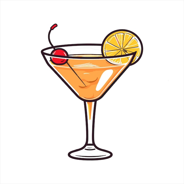 Vector cocktail drink glass vector illustration