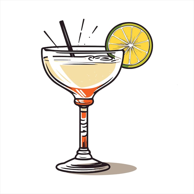 Vector cocktail drink glass vector illustration