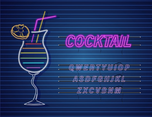 Vettore cocktail al neon