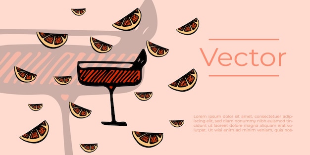 Cocktail drink sketch vector set of illustrations