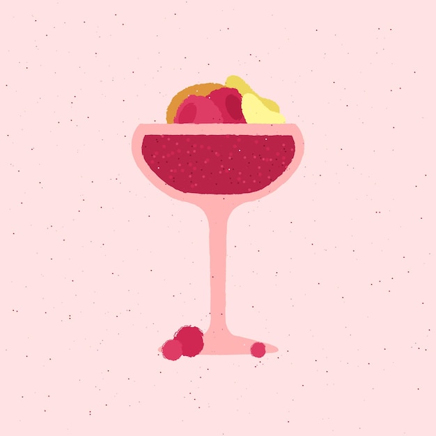 Vector cocktail drink with raspberry and slice for event flat vector illustration