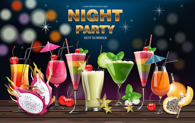Vector cocktail drinkt realistische banner