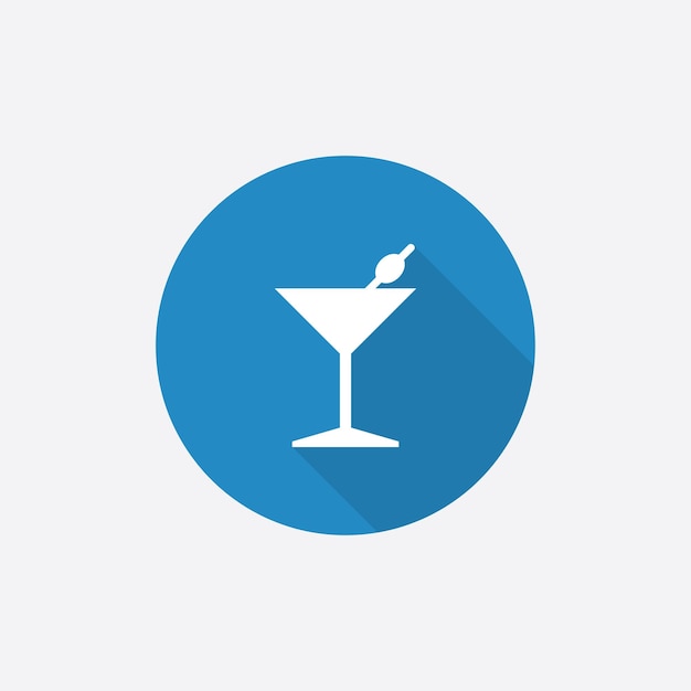 Cocktail Flat Blue Simple Icon with long shadowxA