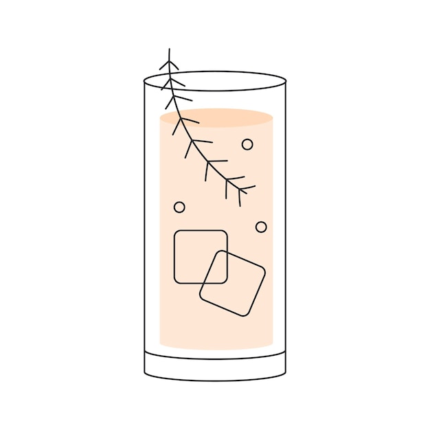 Коктейль Джин-тоник в стакане с розмарином и льдом.