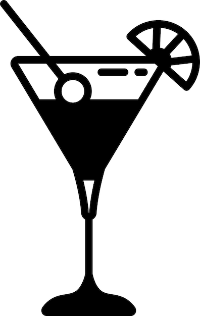 Vector cocktail glass glyph and line vector illustration