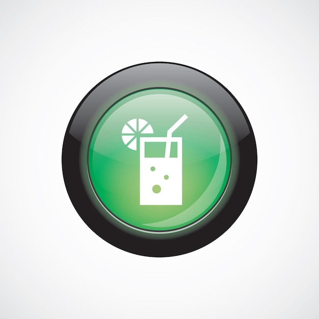 Vector cocktail glass sign icon green shiny button. ui website button