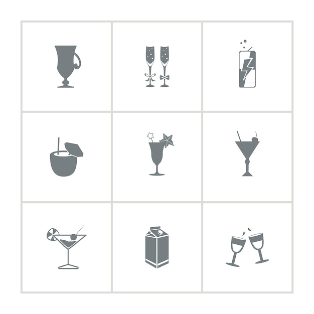 Cocktail iconen cocktails dranken iconen set