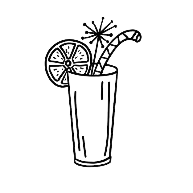 Cocktail in doodle-stijl Schattig handgetekende glas zoete drank