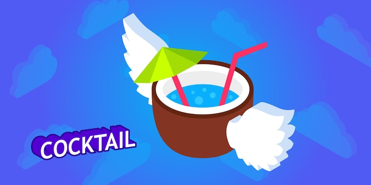 Vector cocktail isometric design icon vector web illustration 3d colorful concept