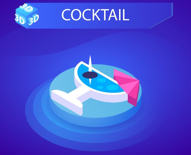 Cocktail isometrisch ontwerppictogram Vector web illustratie 3d kleurrijk concept