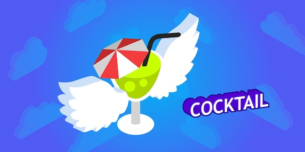 Cocktail isometrisch ontwerppictogram Vector web illustratie 3d kleurrijk concept