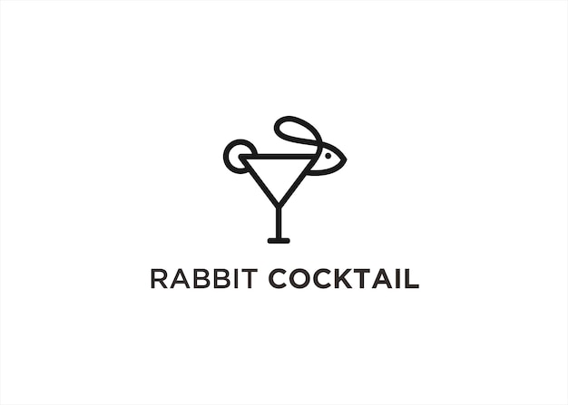 cocktail konijn logo ontwerp vectorillustratie