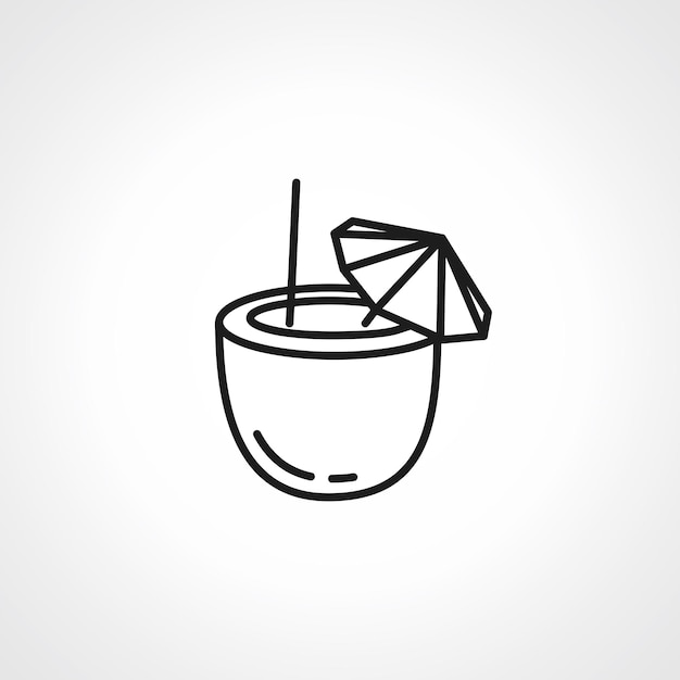 Cocktail line icon coconut cocktail outline icon