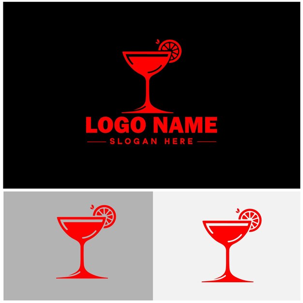 Cocktail logo icon party design martini glass restaurant juice bar vector logo