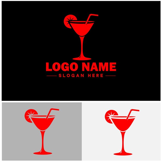 Vector cocktail logo icon party design martini glass restaurant juice bar vector logo