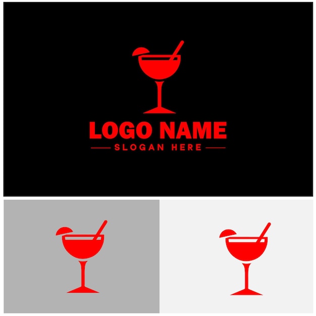 Cocktail logo icon party design martini glass restaurant juice bar vector logo