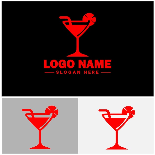 Vector cocktail logo icon party design martini glass restaurant juice bar vector logo