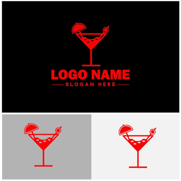 Vector cocktail logo icon party design martini glass restaurant juice bar vector logo