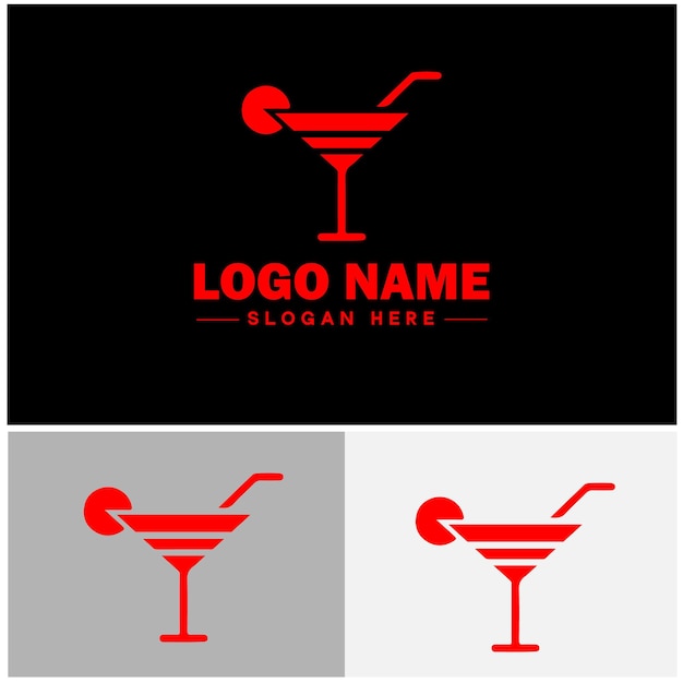 Vector cocktail logo icon party design martini glass restaurant juice bar vector logo