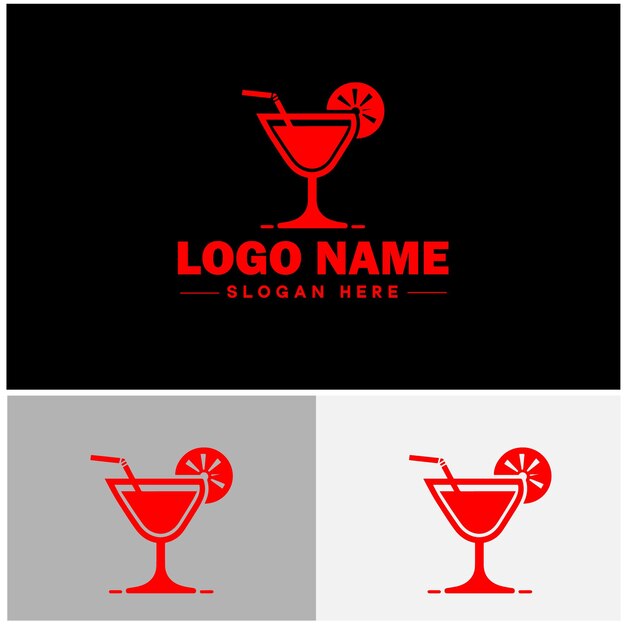 Vector cocktail logo icon party design martini glass restaurant juice bar vector logo