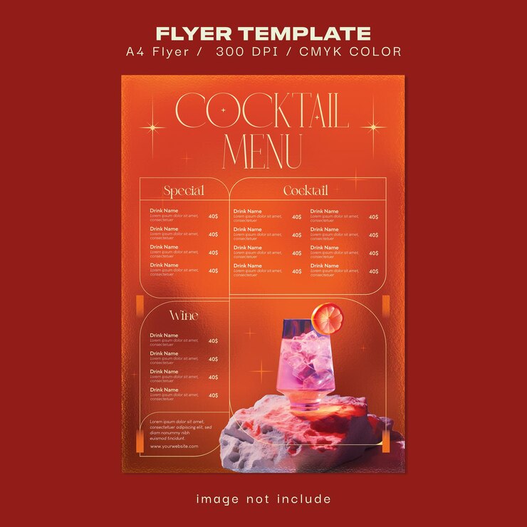 Vector cocktail menu