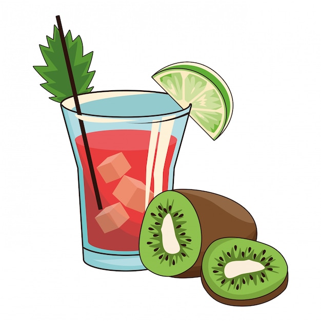 Vector cocktail met kiwi