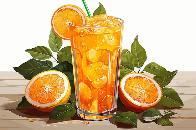 Cocktail met sinaasappelsap en ijsblokjes op witte achtergrond