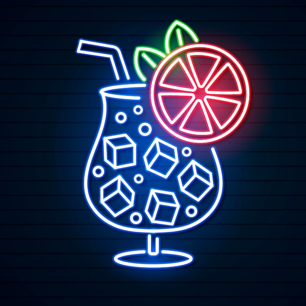 Vettore insegna al neon cocktail