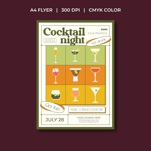 Vector cocktail night flyer