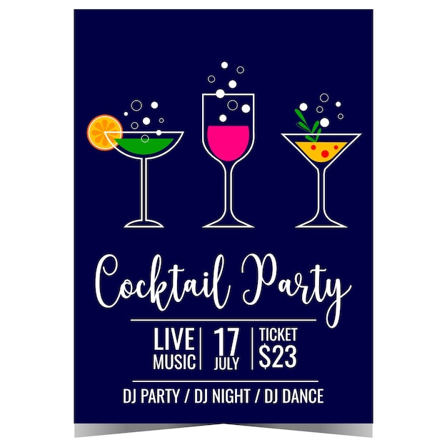 cocktail party banner or poster template for networking or business reception with aperitif